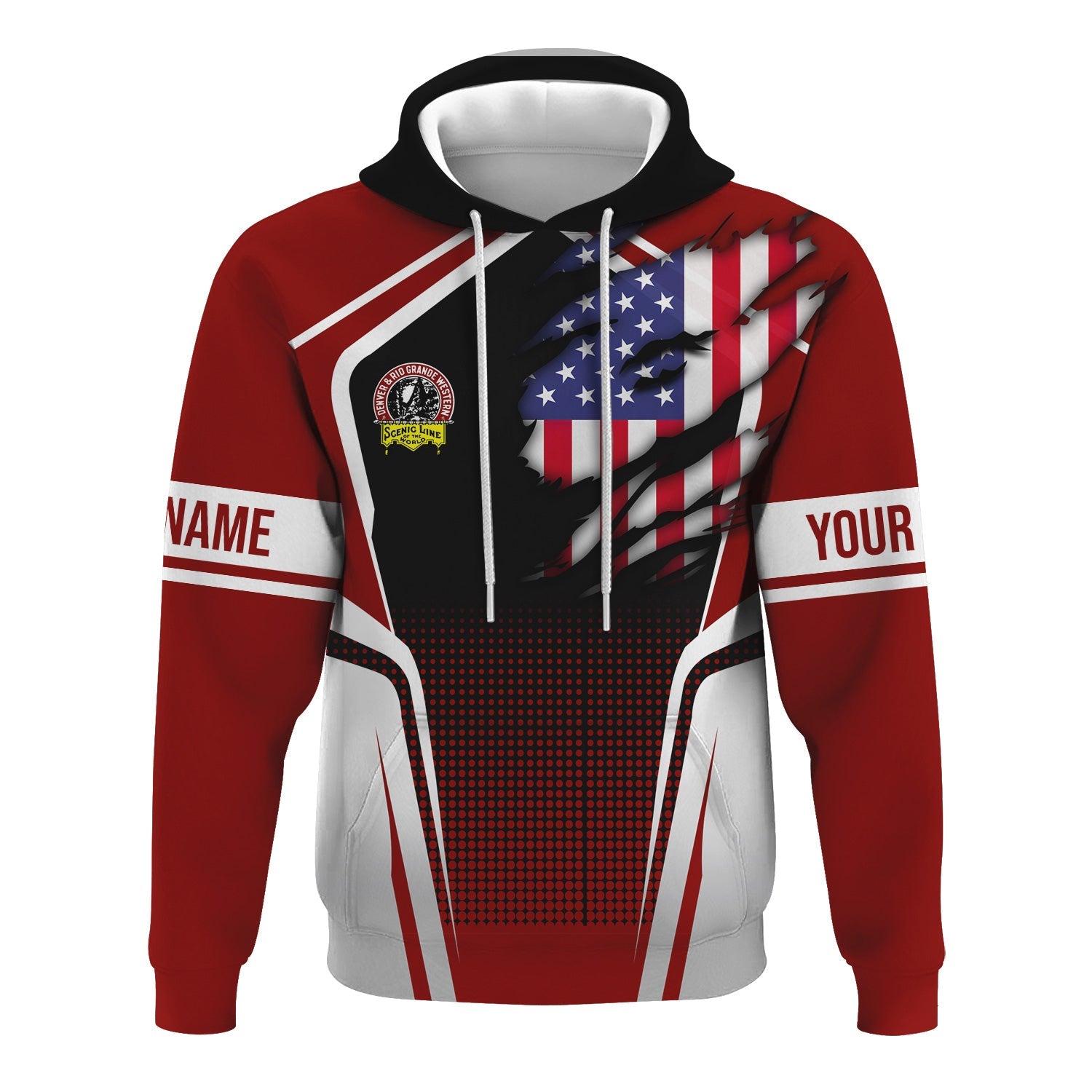 Railspirit Personalized Denver and Rio Grande Western Railroad Hoodie American Eagle Vintage Train Zip Up Hoodie