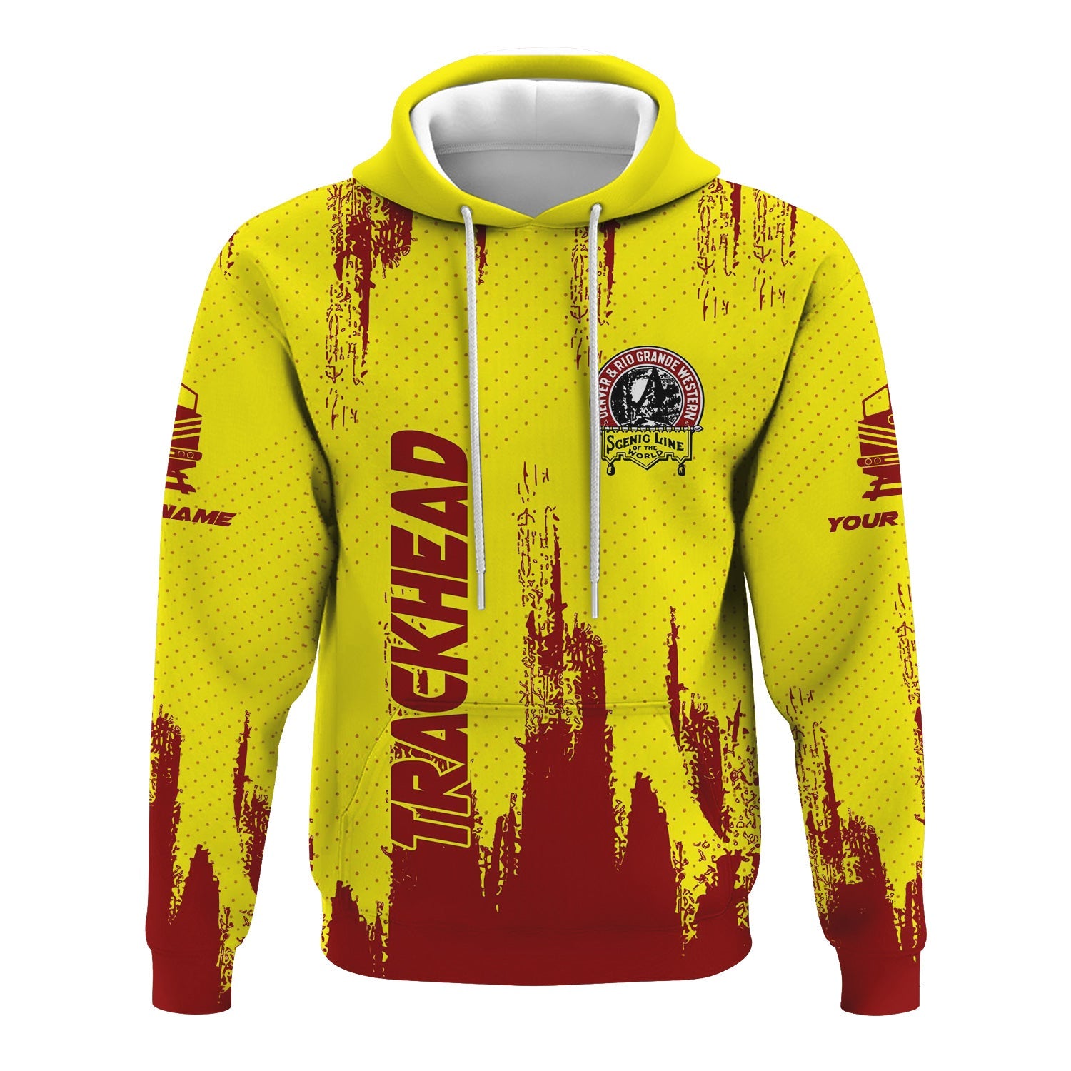 Railspirit Personalized Denver and Rio Grande Western Railroad Hoodie Paint Impact Design Train Zip Up Hoodie for Trackhead