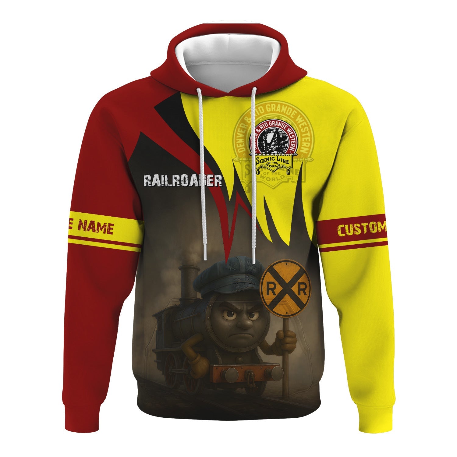 Railspirit Personalized Denver and Rio Grande Western Railroad Hoodie Angry Train Hoodie Gift Idea For Train Lover