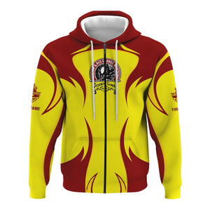 Railspirit Personalized Denver and Rio Grande Western Railroad Hoodie Distinctive Flame Style Zip Up Hoodie For Steam Engine Addict