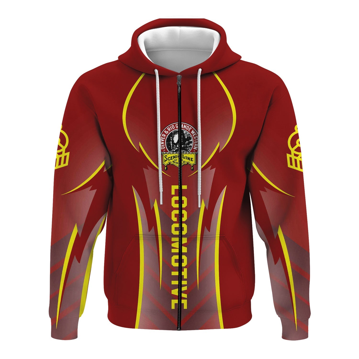 Railspirit Personalized Denver and Rio Grande Western Railroad Hoodie Striking Line Style Train Zip Up Hoodie For Locomotive Lovers