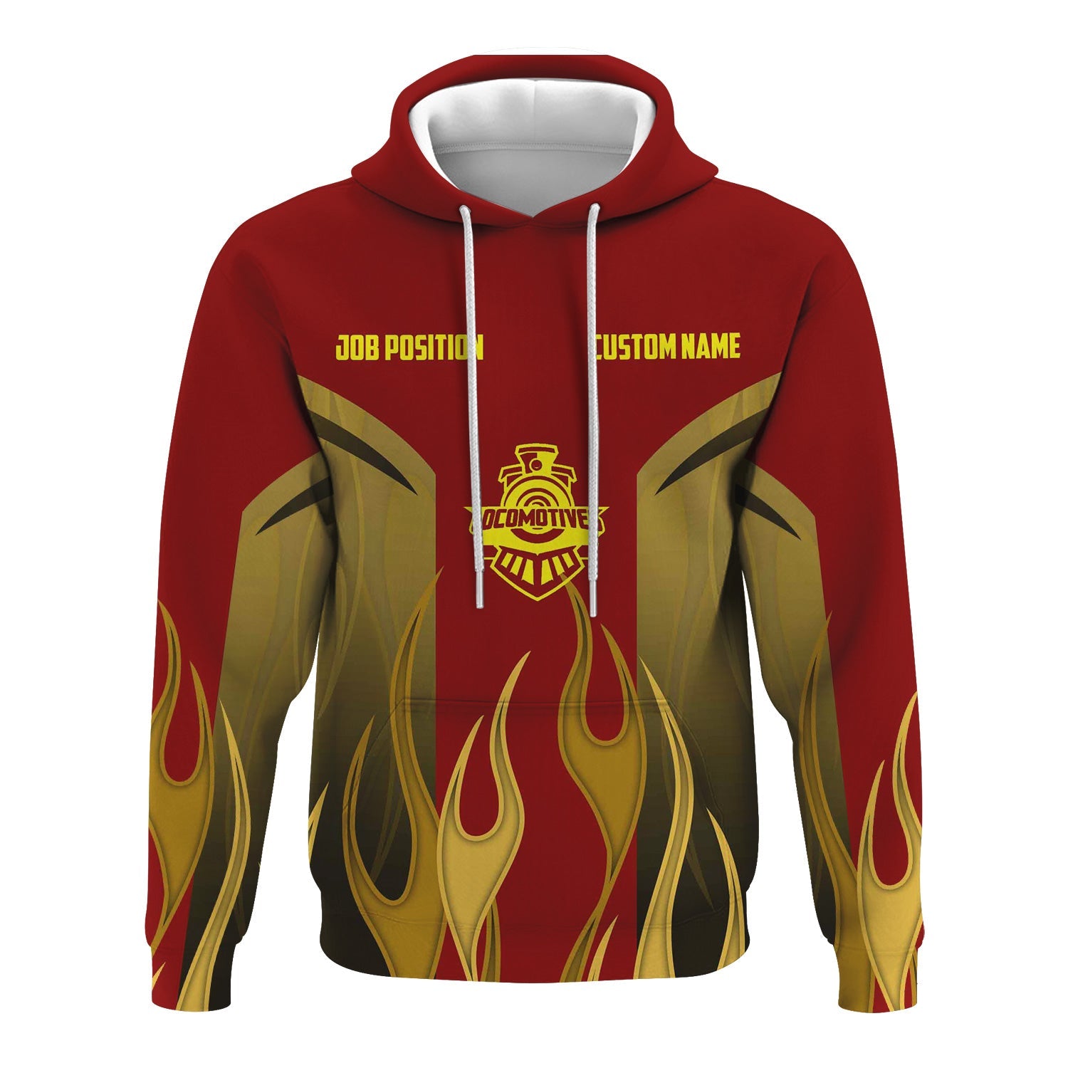 Railspirit Custom Name and Job Title Denver and Rio Grande Western Railroad Hoodie Flame Graphic Train Zip Up Hoodie