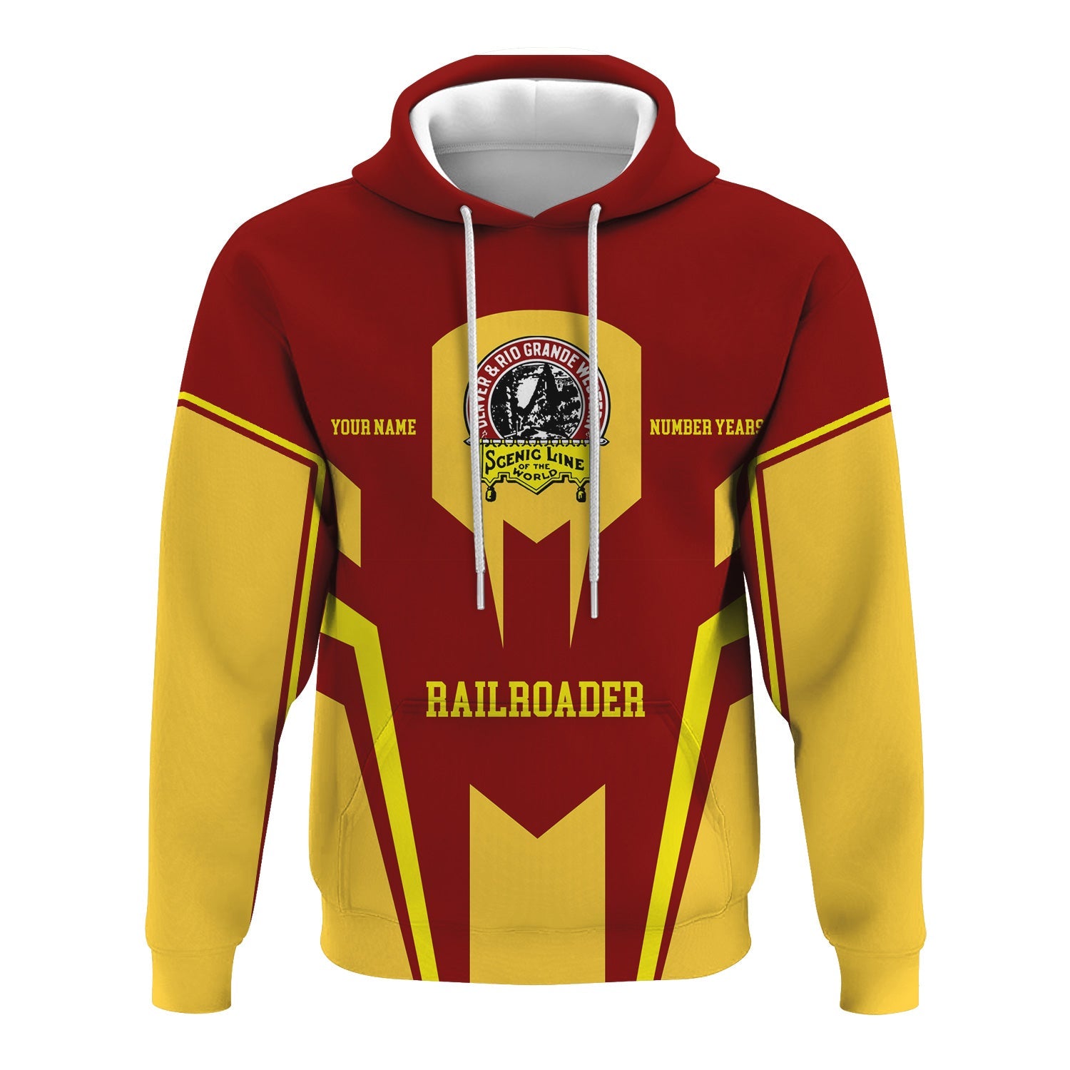 Railspirit Personalized Denver and Rio Grande Western Railroad Hoodie Custom Year Railroader Zip Up Hoodie Gift Idea For Train Lover