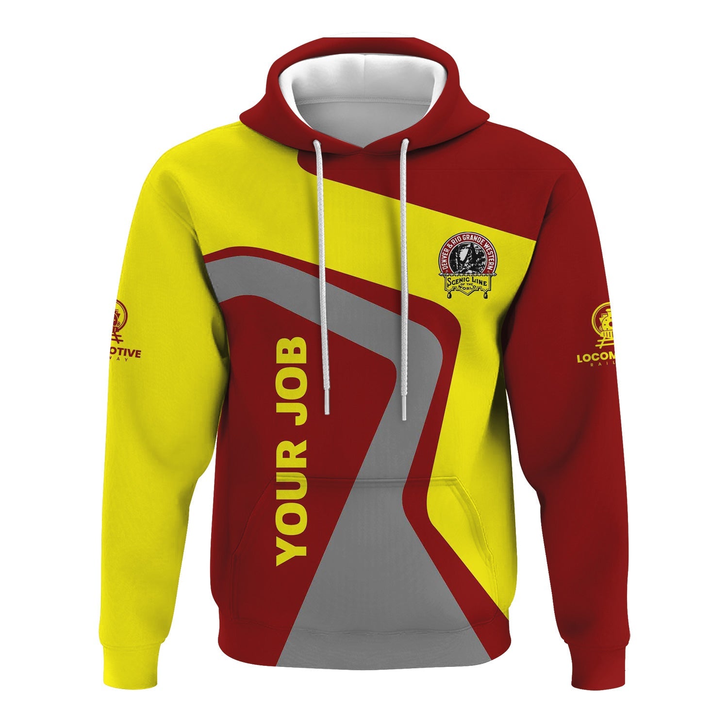 Railspirit Personalized Denver and Rio Grande Western Railroad Hoodie Unique Design with Custom Job Position Train Zip Up Hoodie