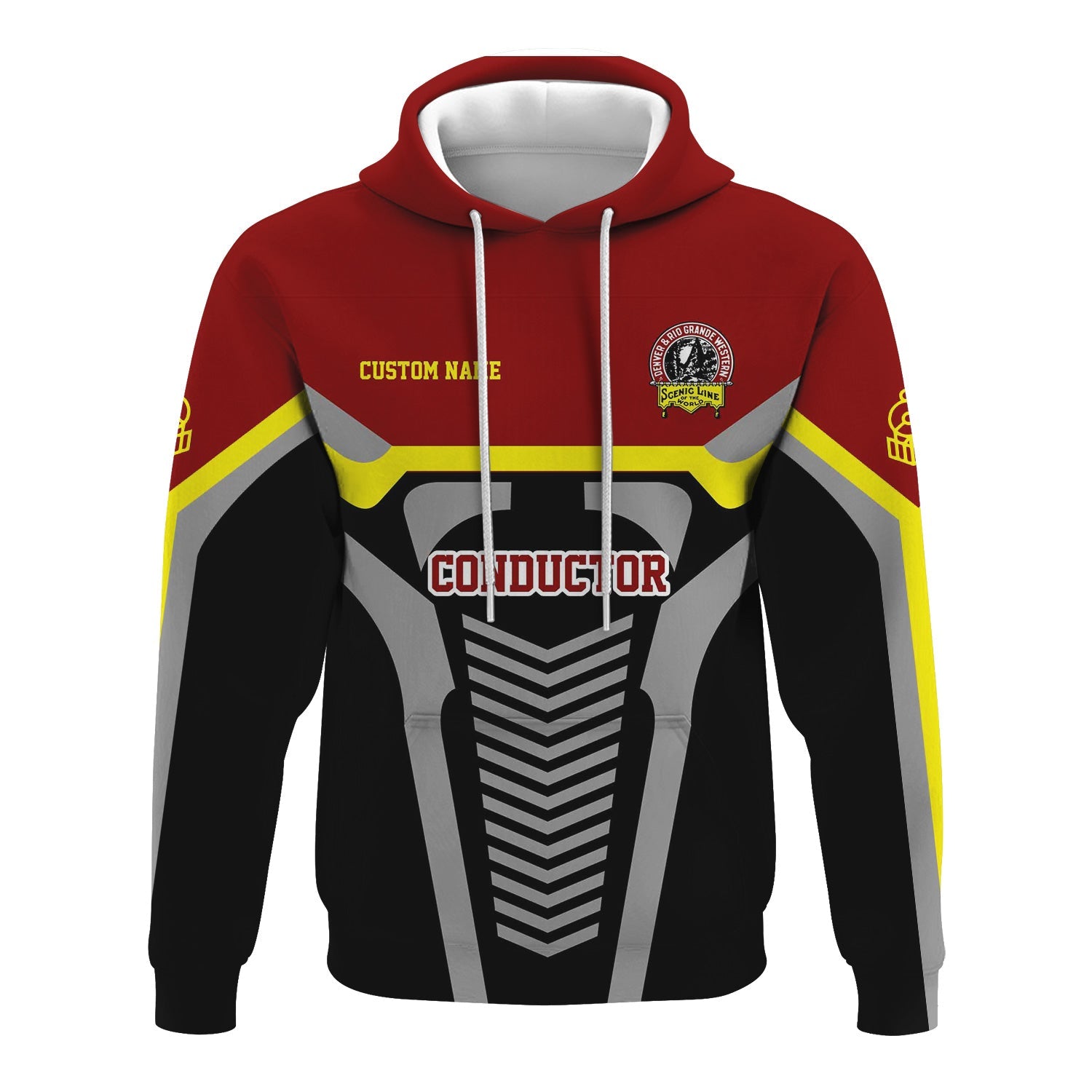 Railspirit Personalized Denver and Rio Grande Western Railroad Hoodie Track-Inspired with Custom Job Position Train Zip Up Hoodie