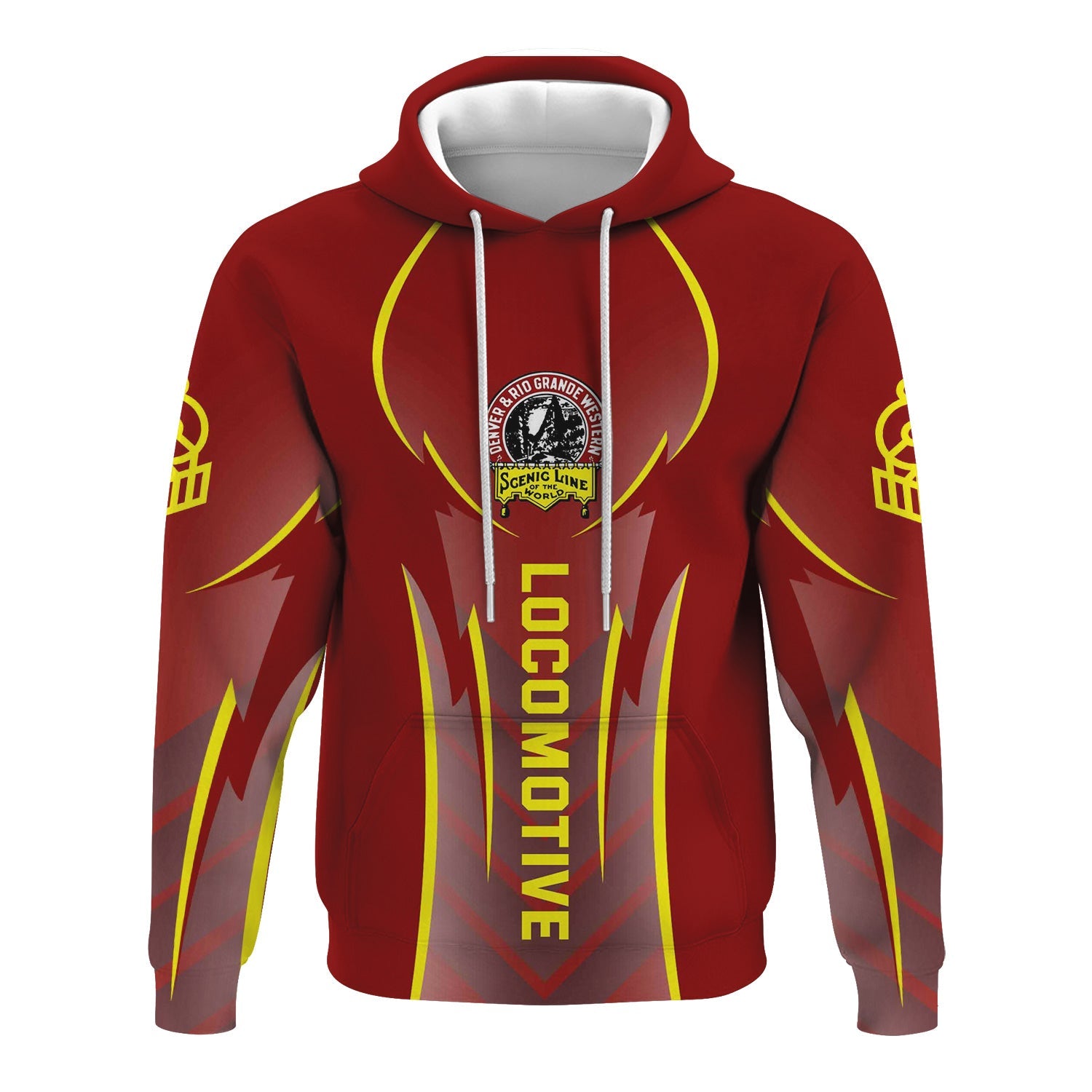 Railspirit Personalized Denver and Rio Grande Western Railroad Hoodie Striking Line Style Train Zip Up Hoodie For Locomotive Lovers