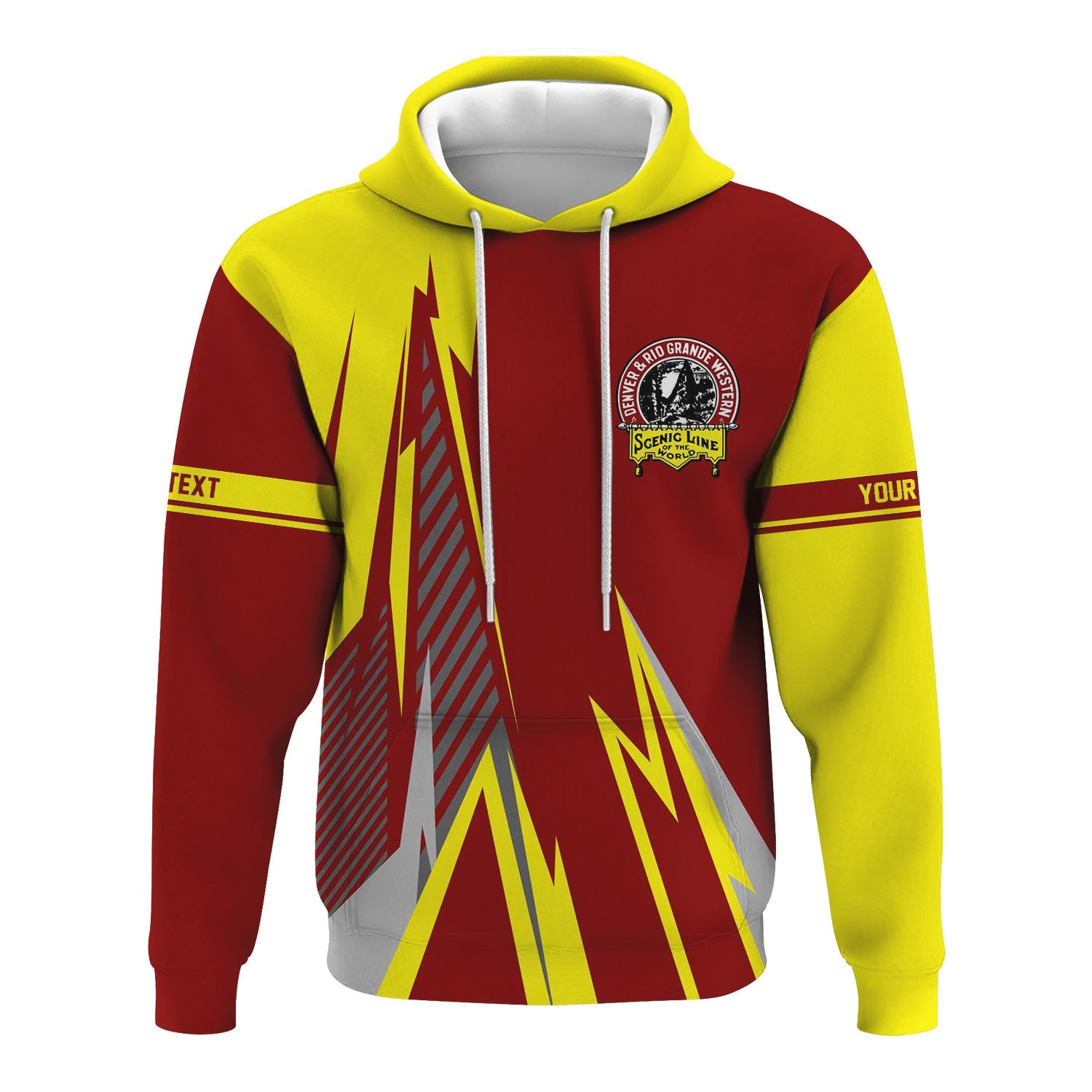 Railspirit Personalized Denver and Rio Grande Western Railroad Hoodie Lightning-Inspired Railway Style Zip Up Hoodie For Train Lovers