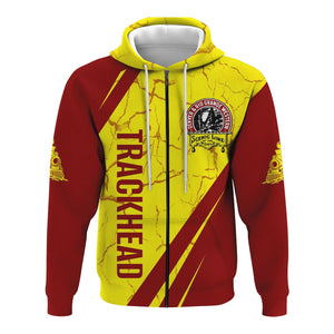 Railspirit Personalized Denver and Rio Grande Western Railroad Hoodie Crackle Texture Style Train Zip Up Hoodie For Trackhead