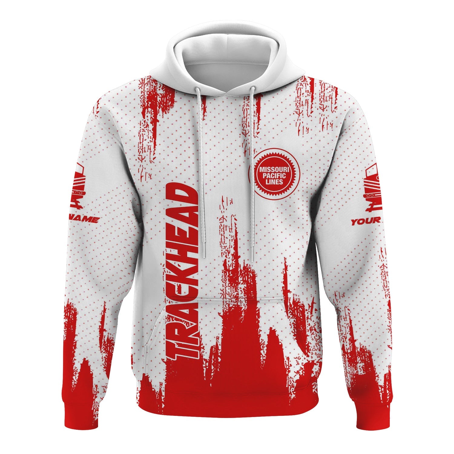 Railspirit Personalized Missouri Pacific Railroad Hoodie Paint Impact Design Train Zip Up Hoodie for Trackhead