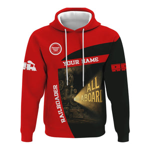 Railspirit Personalized Missouri Pacific Railroad Hoodie All Aboard Steam Train Movie Projector Style Zip Up Hoodie