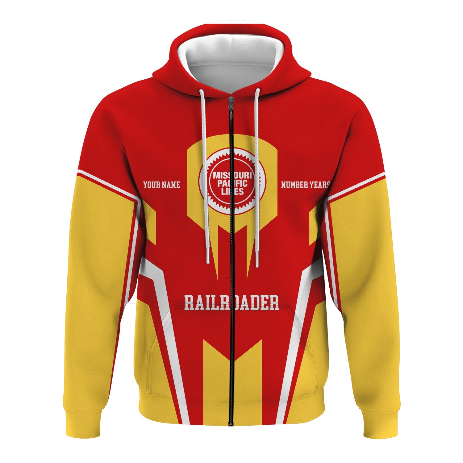 Railspirit Personalized Missouri Pacific Railroad Hoodie Custom Year Railroader Zip Up Hoodie Gift Idea For Train Lover