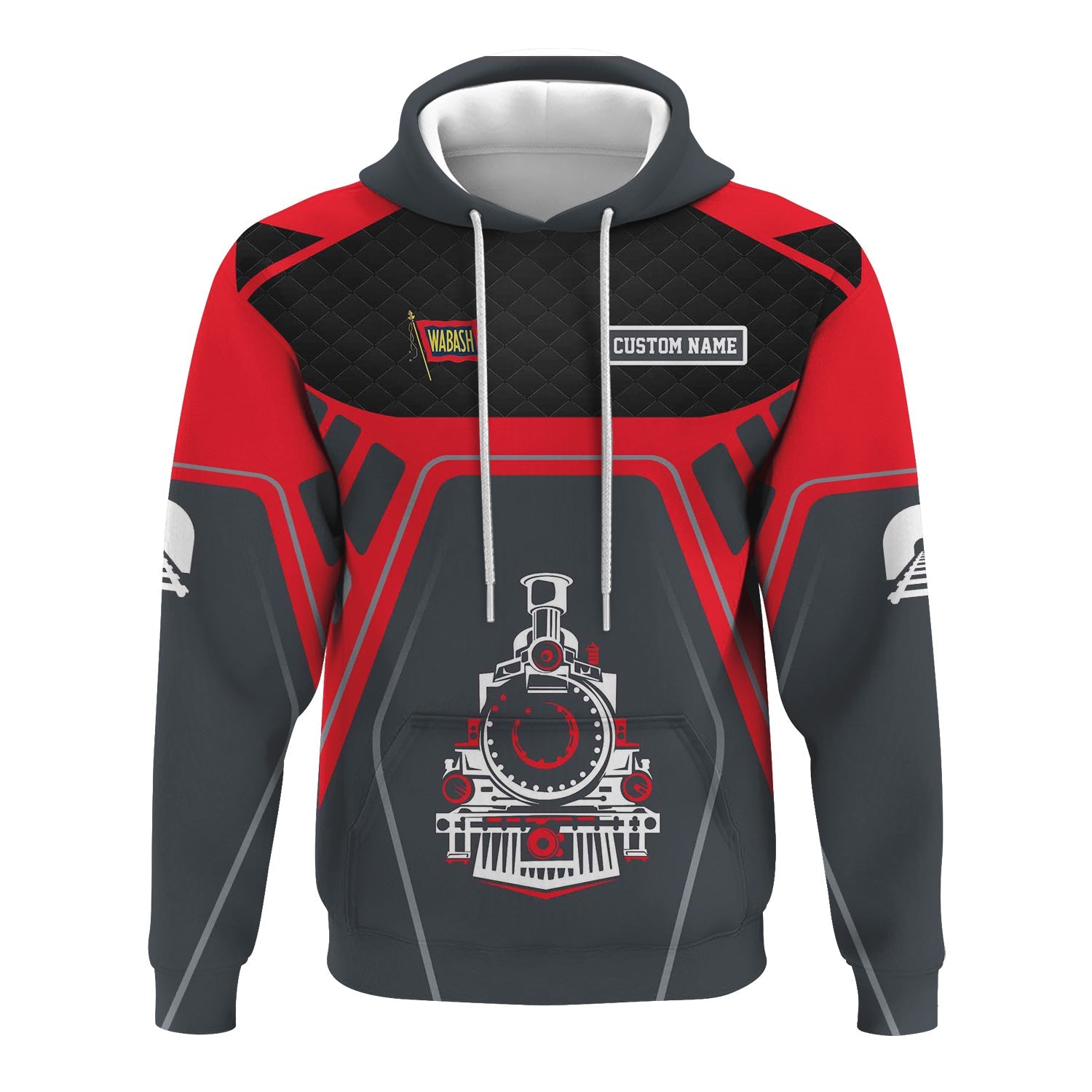 Railspirit Personalized Wabash Railroad Hoodie Steam Locomotive Engine Graphic Train Zip Up Hoodie All Over Print
