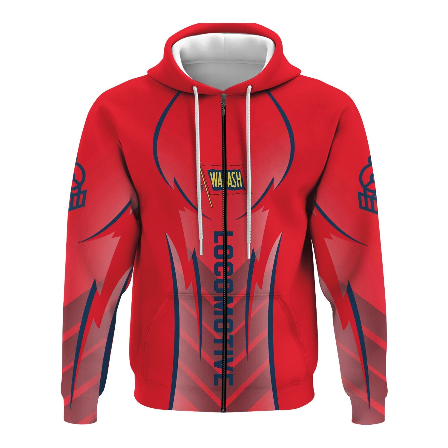 Railspirit Personalized Wabash Railroad Hoodie Striking Line Style Train Zip Up Hoodie For Locomotive Lovers