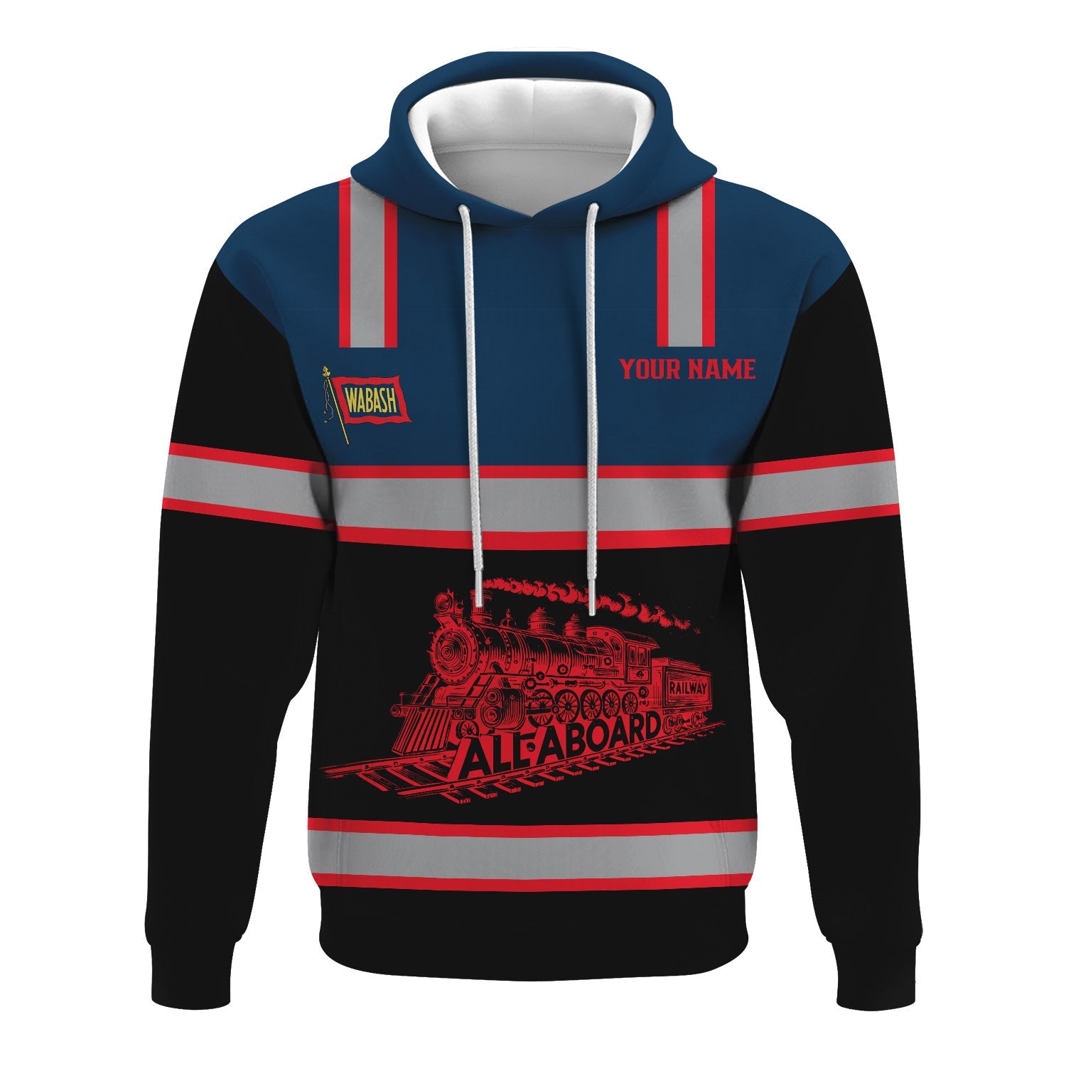 Railspirit Custom Name Wabash Railroad Hoodie Eat Train Sleep Repeat Printed Train Zip Hoodie