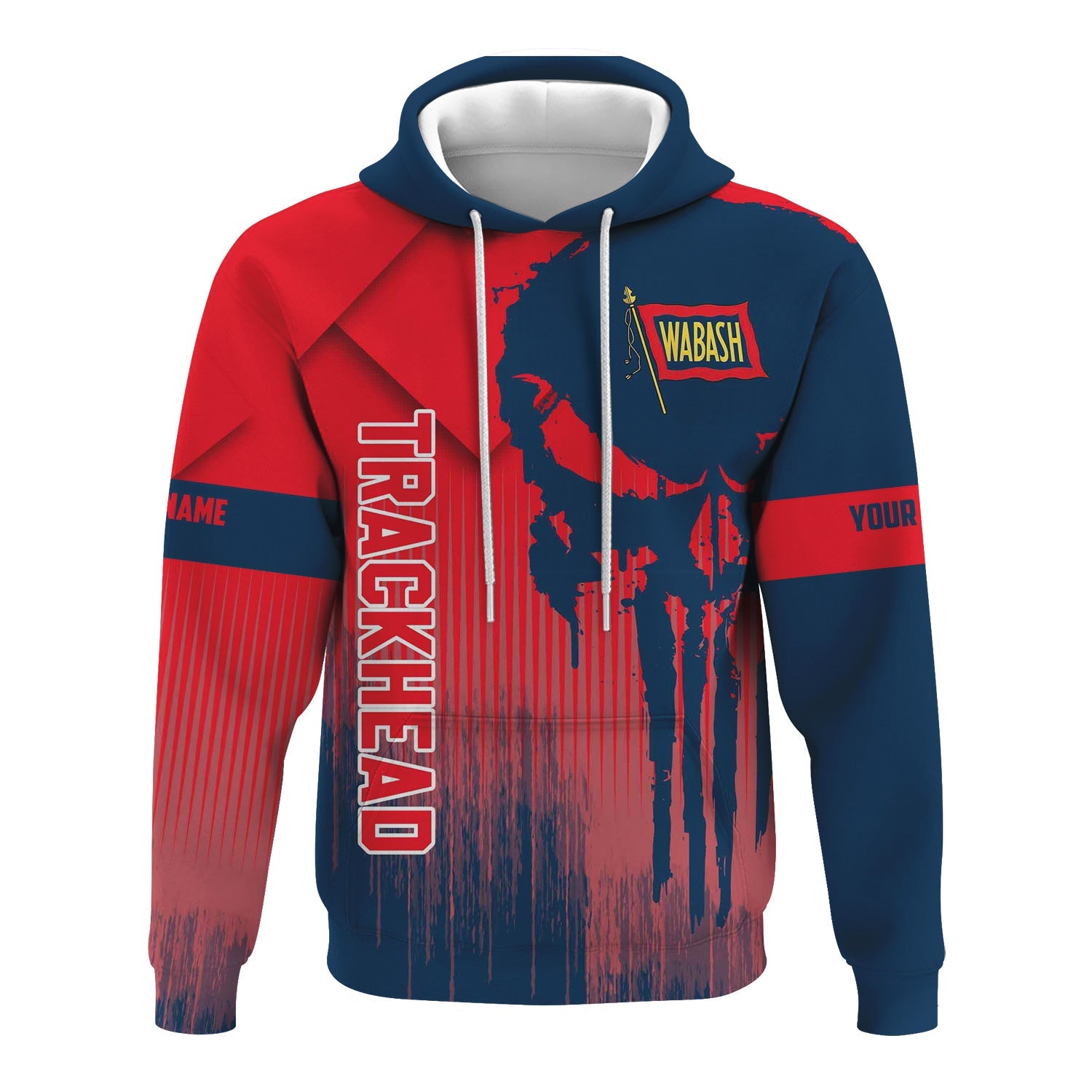 Railspirit Personalized Wabash Railroad Hoodie Skull Design with Custom Job Train Zip Up Hoodie for Trackhead Crew