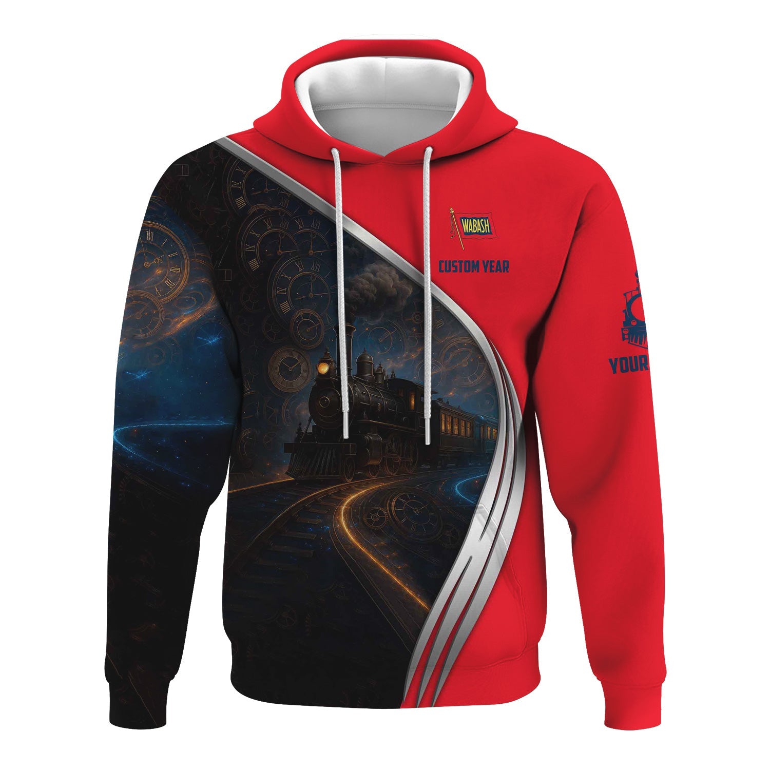 Railspirit Personalized Wabash Railroad Hoodie Steampunk Locomotive with Custom Year Train Zip Up Hoodie