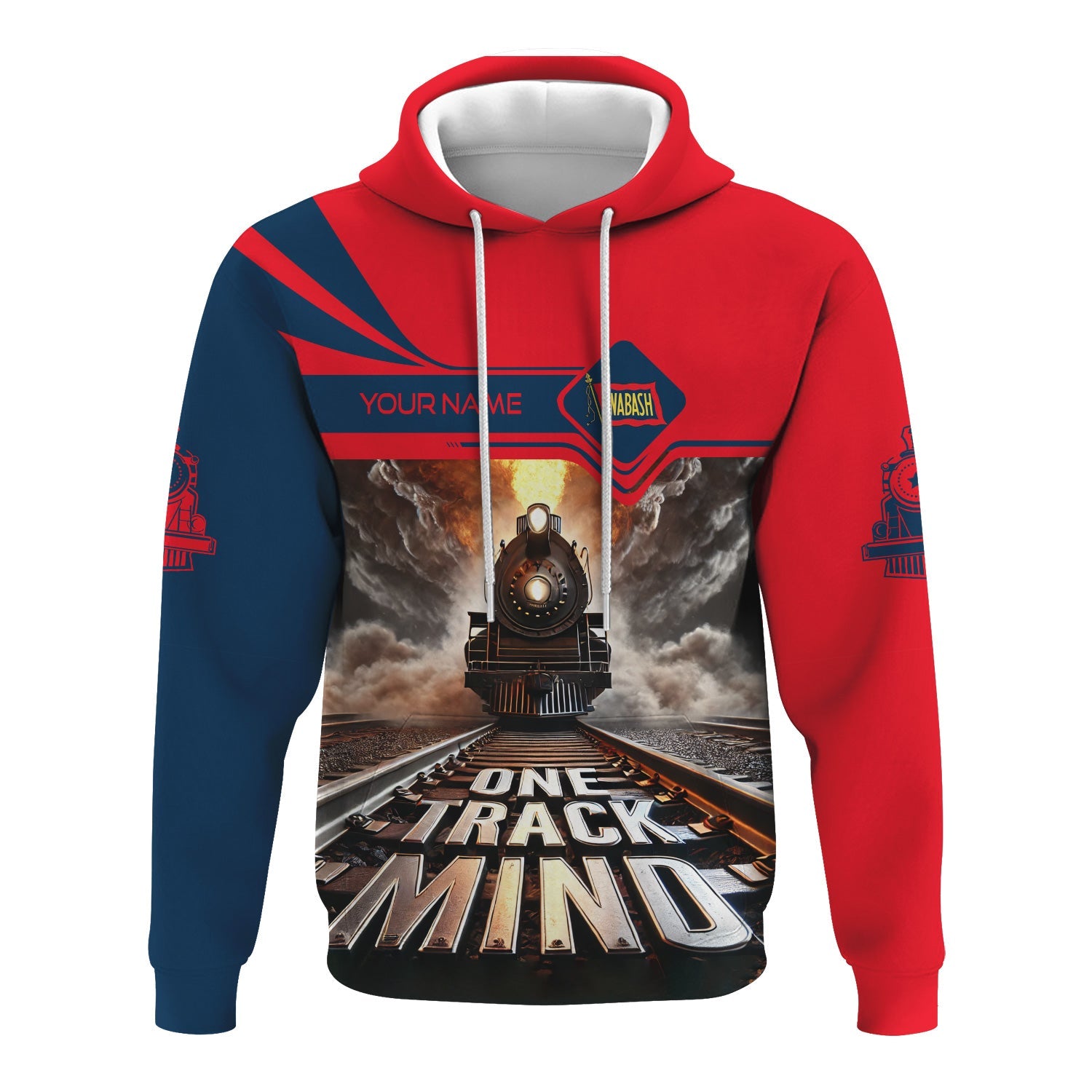 Railspirit Personalized Wabash Railroad Hoodie One Track Mind Train Printed ZIp Up Hoodie