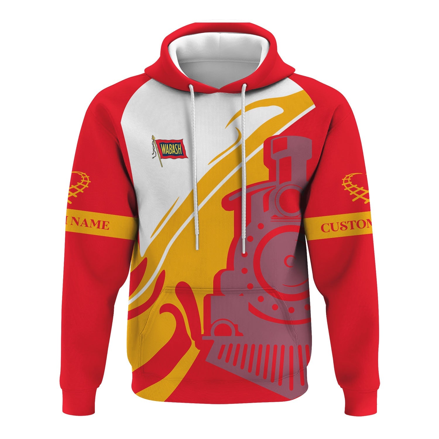 Railspirit Personalized Wabash Railroad Hoodie Flame-Inspired Style Zip Up Hoodie Gift Idea For Train Lovers