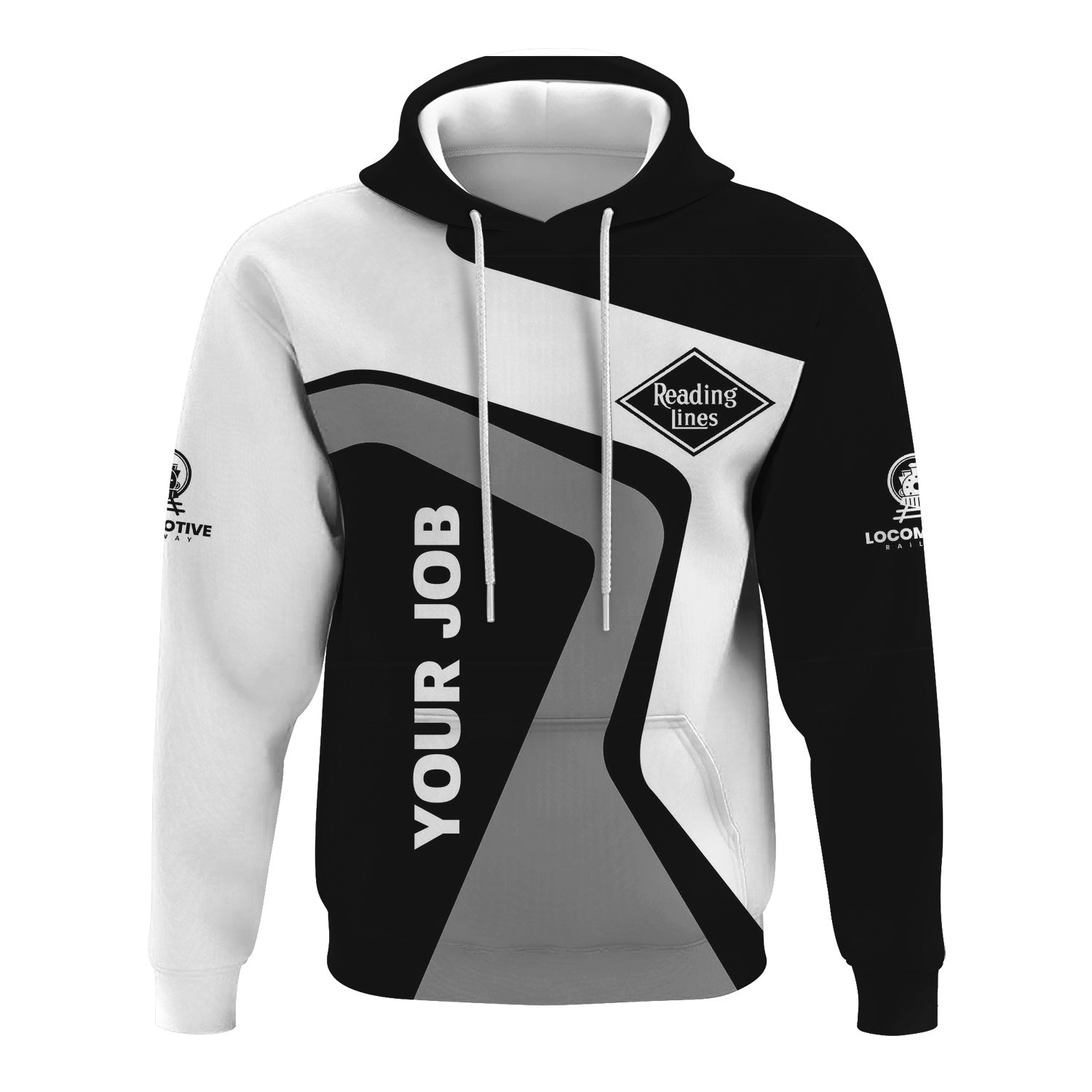 Railspirit Personalized Reading Railroad Hoodie Unique Design with Custom Job Position Train Zip Up Hoodie