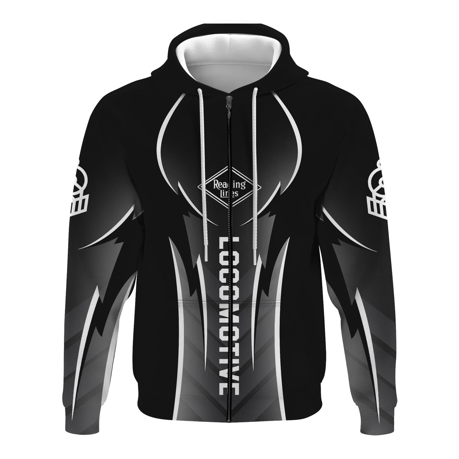 Railspirit Personalized Reading Railroad Hoodie Striking Line Style Train Zip Up Hoodie For Locomotive Lovers