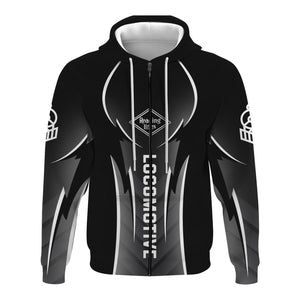 Railspirit Personalized Reading Railroad Hoodie Striking Line Style Train Zip Up Hoodie For Locomotive Lovers