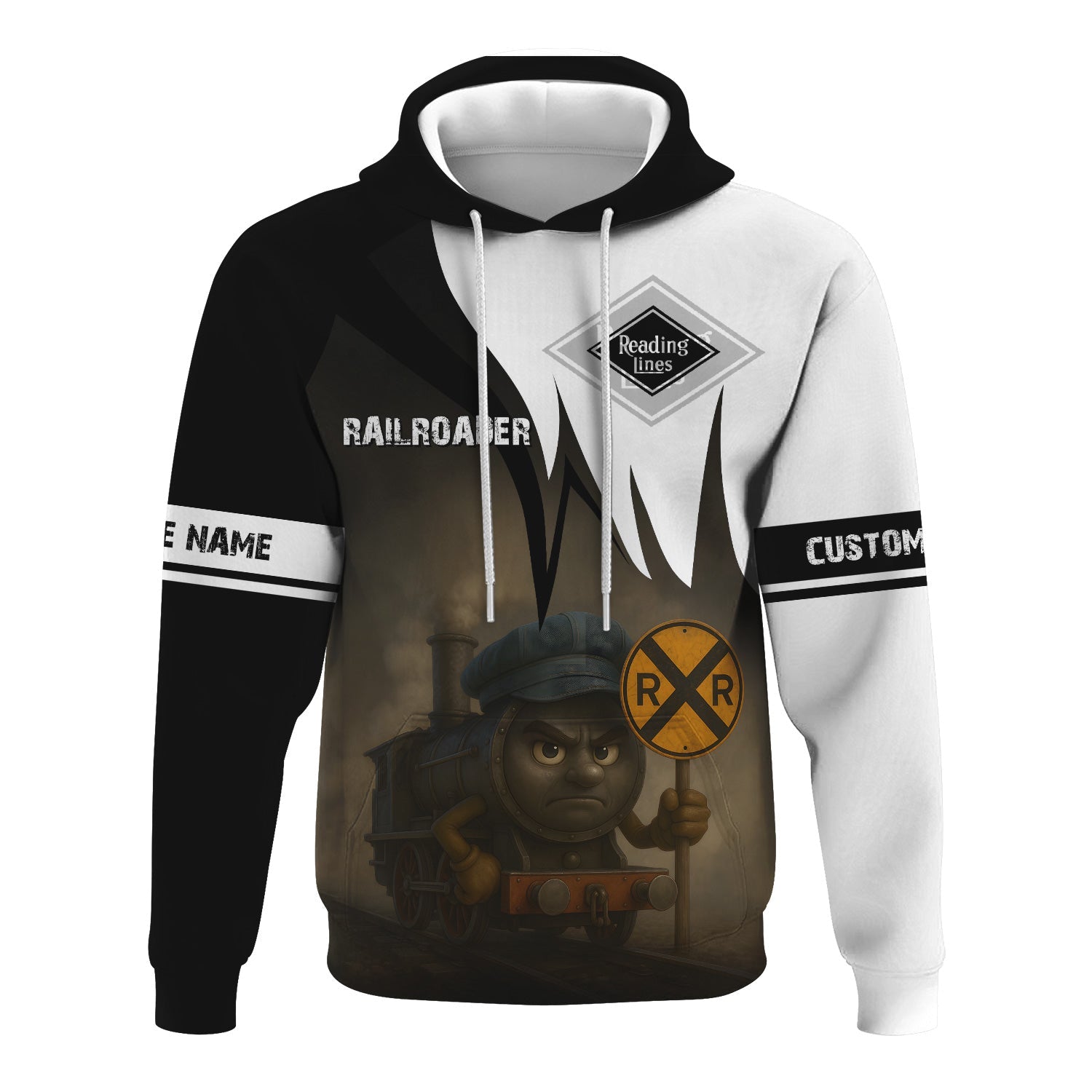 Railspirit Personalized Reading Railroad Hoodie Angry Train Hoodie Gift Idea For Train Lover