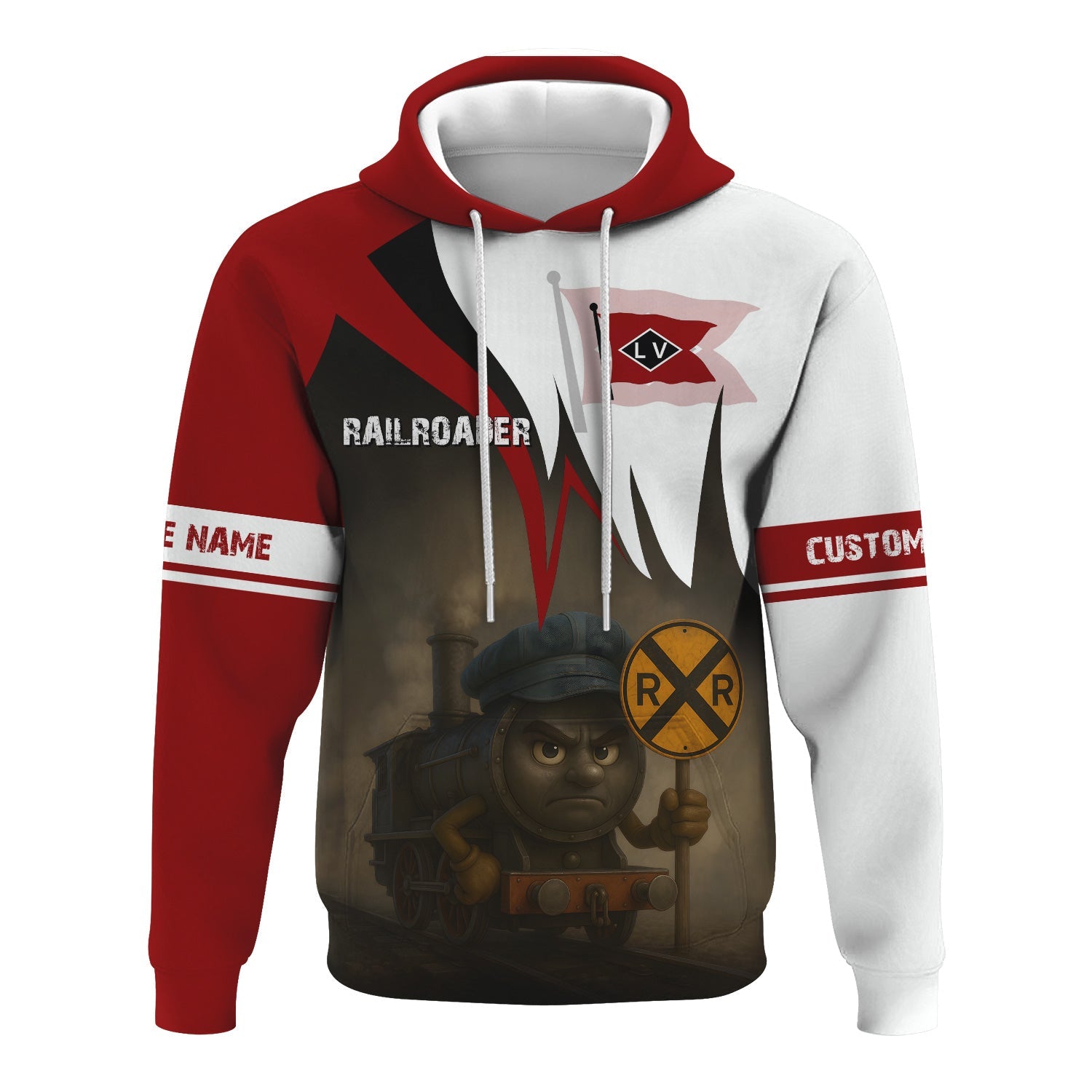 Railspirit Personalized Lehigh Valley Railroad Hoodie Angry Train Hoodie Gift Idea For Train Lover