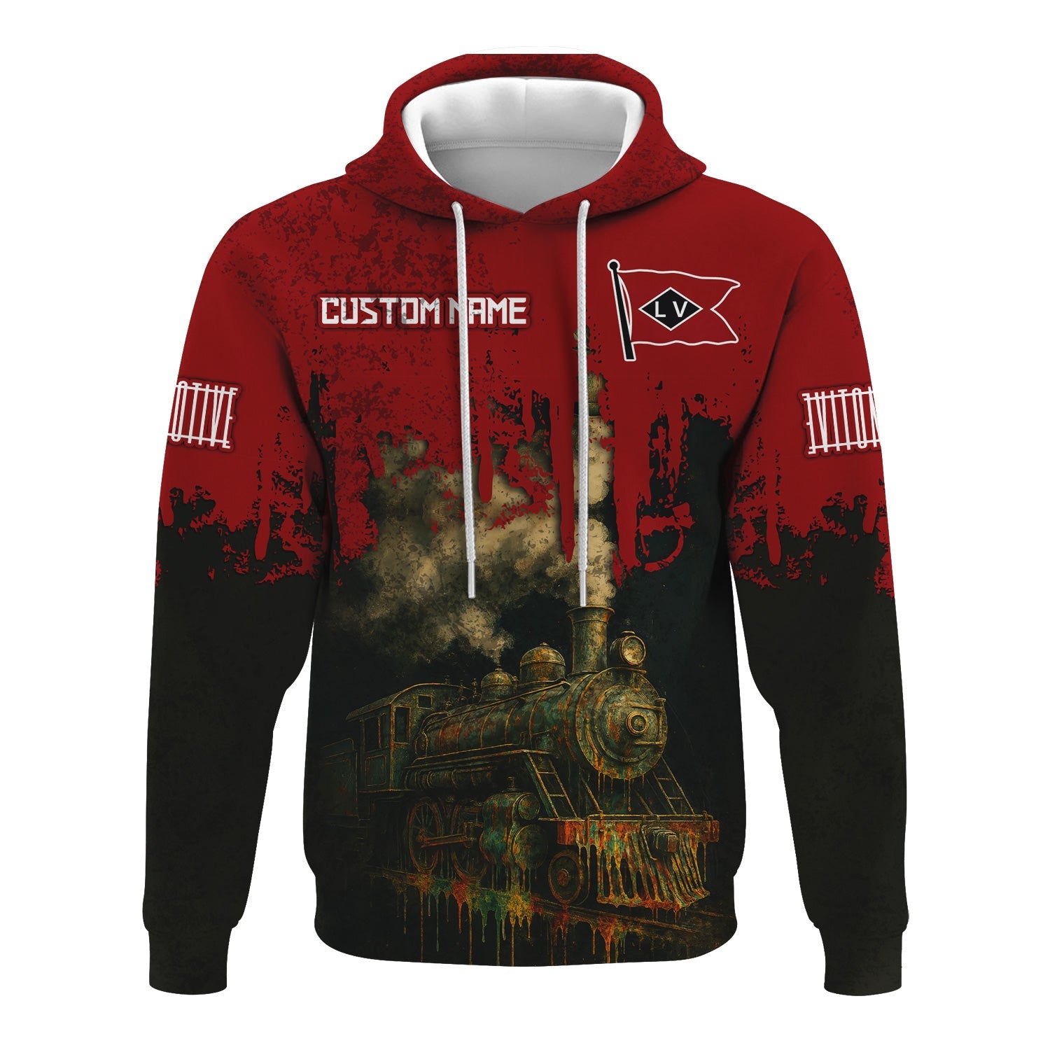 Railspirit Personalized Lehigh Valley Railroad Hoodie Vintage Train Art Style Zip Up Hoodie For Locomotive Fans