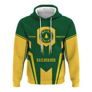 Railspirit Personalized Maine Central Railroad Hoodie Custom Year Railroader Zip Up Hoodie Gift Idea For Train Lover