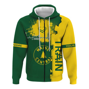 Railspirit Personalized Maine Central Railroad Hoodie Engine Heartbeat and Track Love Style Zip Up Hoodie Gift Idea For Train Lovers