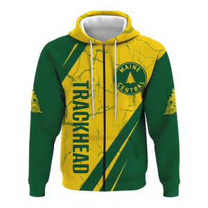 Railspirit Personalized Maine Central Railroad Hoodie Crackle Texture Style Train Zip Up Hoodie For Trackhead