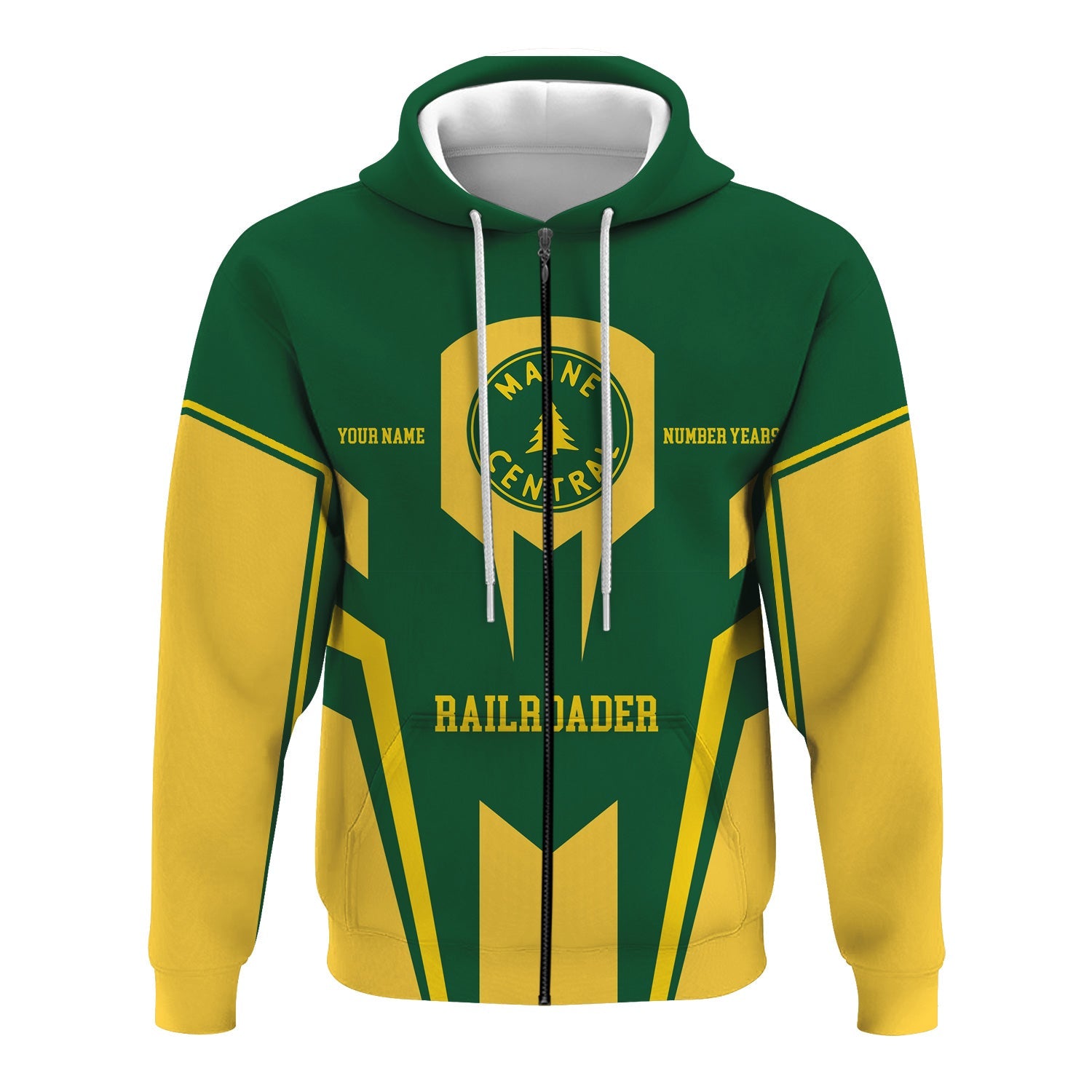 Railspirit Personalized Maine Central Railroad Hoodie Custom Year Railroader Zip Up Hoodie Gift Idea For Train Lover