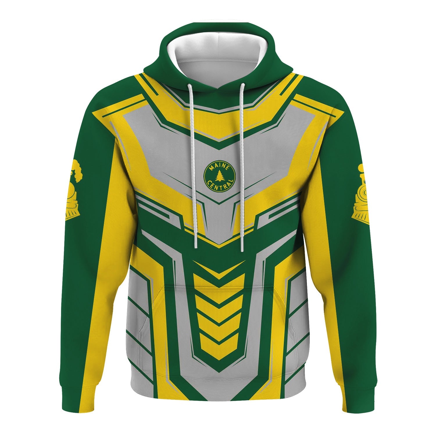 Railspirit Personalized Maine Central Railroad Hoodie Armor-Inspired Design Train Zip Up Hoodie All Over Print