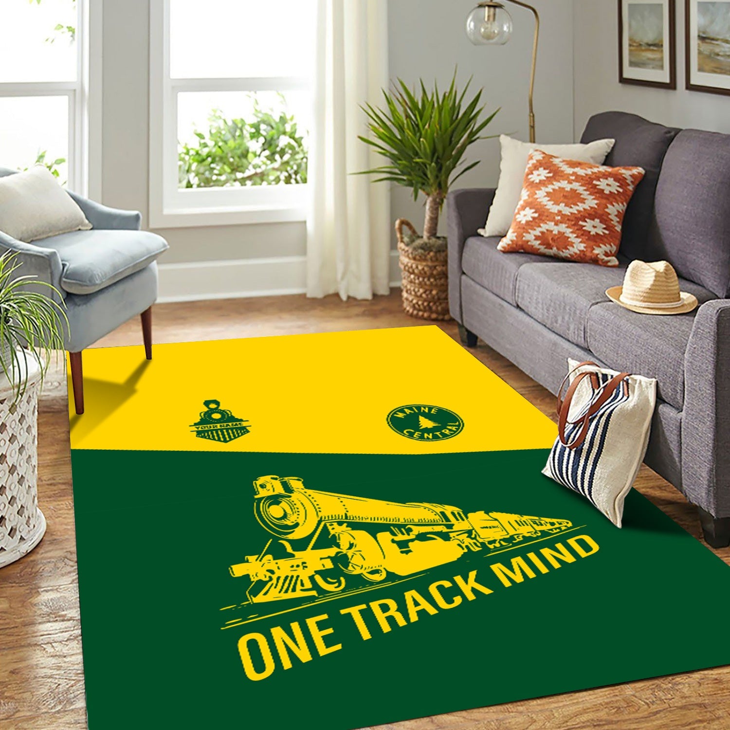 Railspirit Personalized Maine Central Railroad Area Rug One Track Mind Train Rug Gift Idea For Train Lover