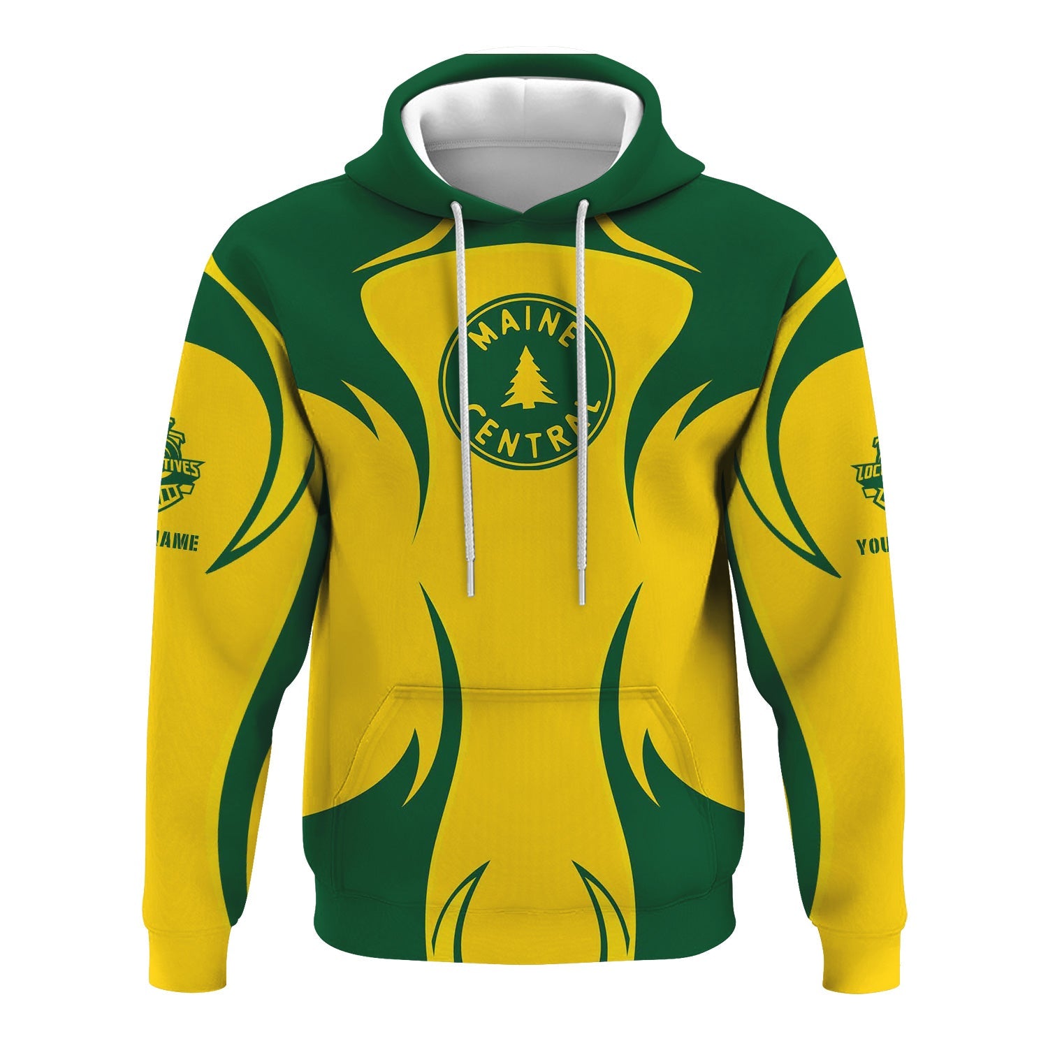 Railspirit Personalized Maine Central Railroad Hoodie Distinctive Flame Style Zip Up Hoodie For Steam Engine Addict