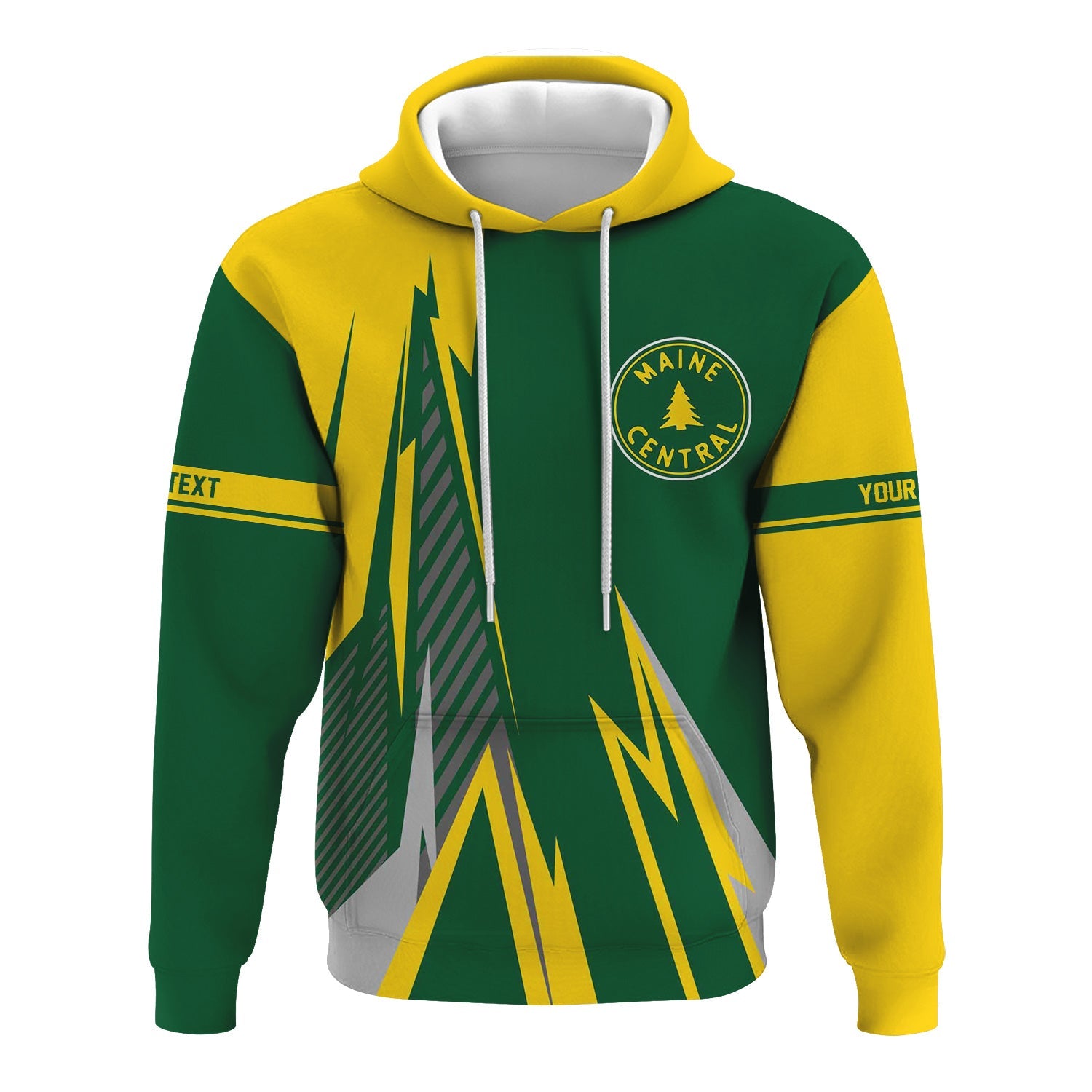 Railspirit Personalized Maine Central Railroad Hoodie Lightning-Inspired Railway Style Zip Up Hoodie For Train Lovers