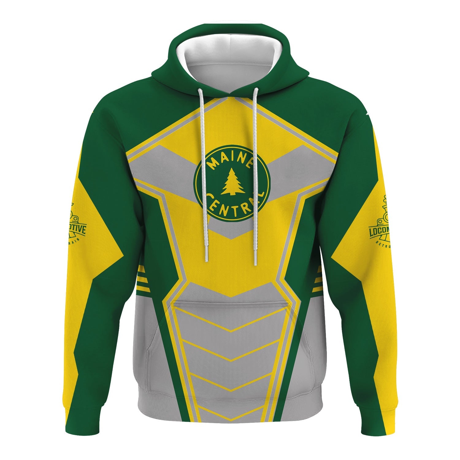 Railspirit Personalized Maine Central Railroad Hoodie Engine-Inspired Style Train Zip Up Hoodie for Railroad Fanatic