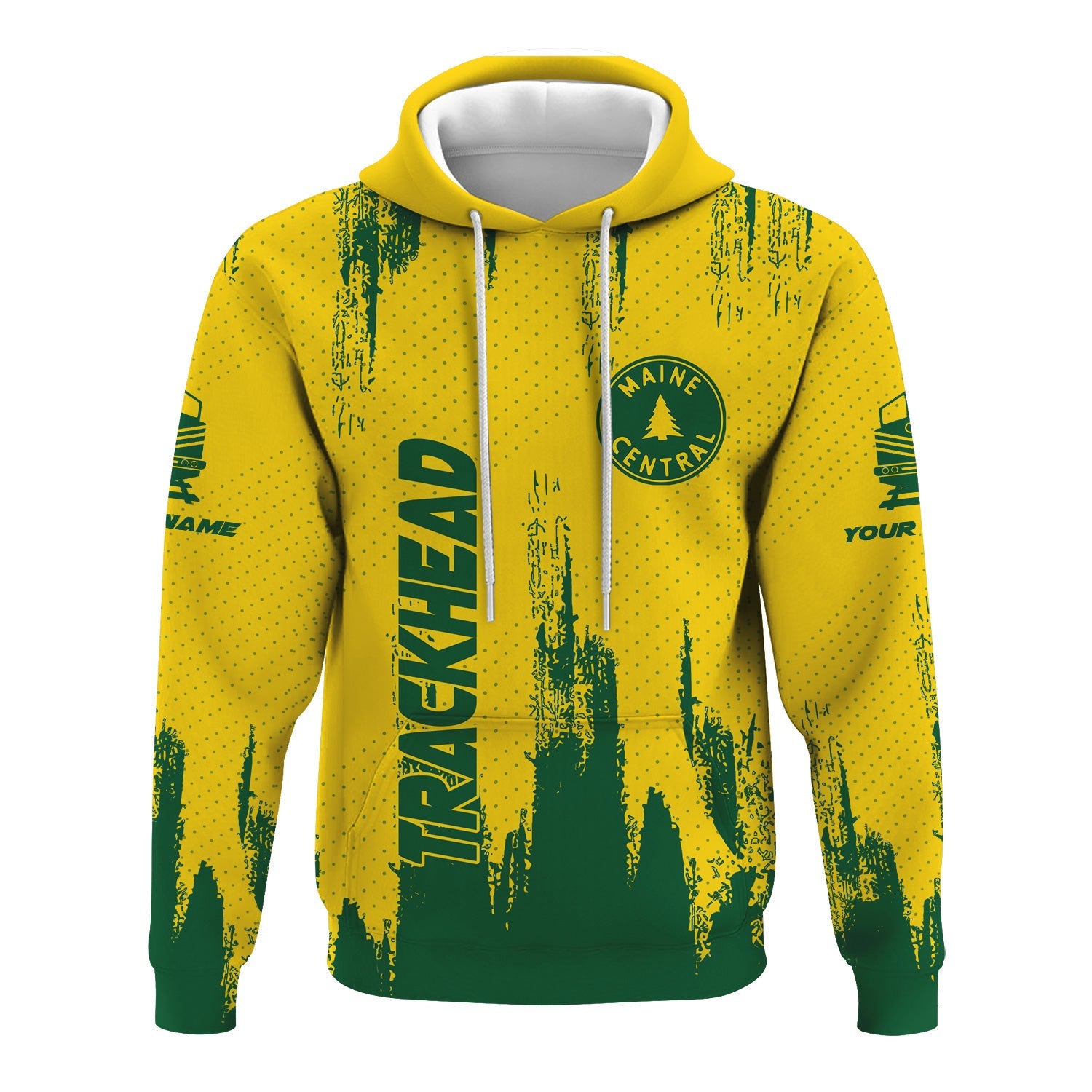 Railspirit Personalized Maine Central Railroad Hoodie Paint Impact Design Train Zip Up Hoodie for Trackhead