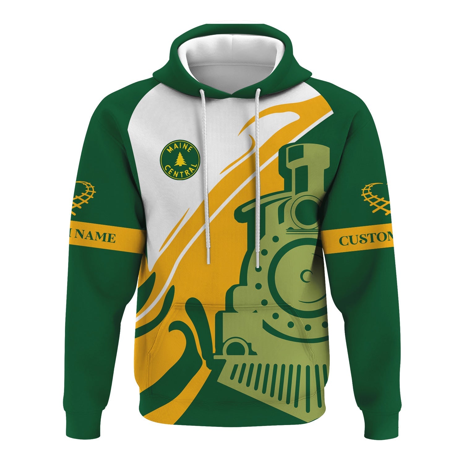Railspirit Personalized Maine Central Railroad Hoodie Flame-Inspired Style Zip Up Hoodie Gift Idea For Train Lovers