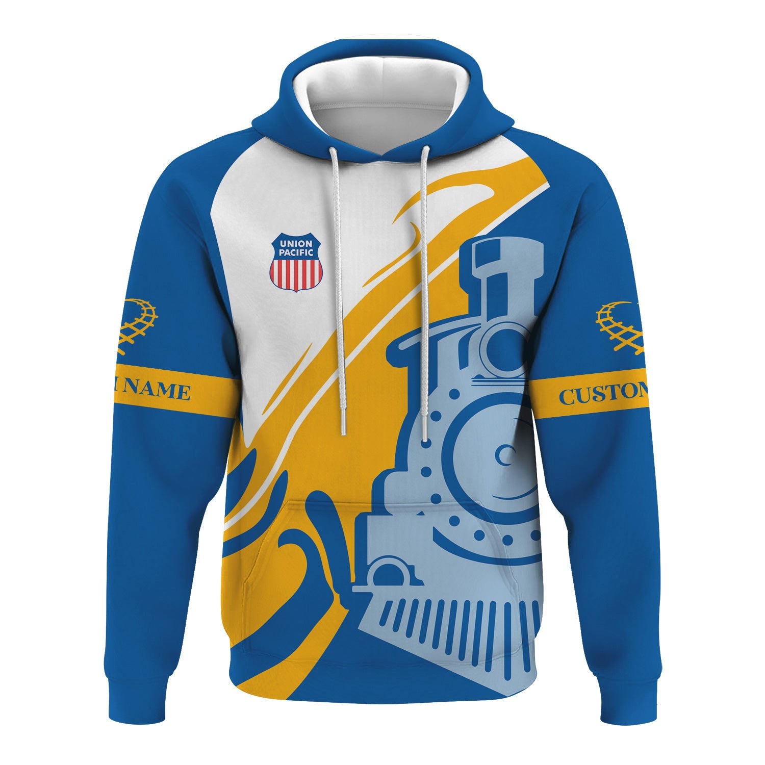 Railspirit Personalized Union Pacific Railroad Hoodie Flame-Inspired Style Big Boy Zip Up Hoodie Gift Idea For Train Lovers