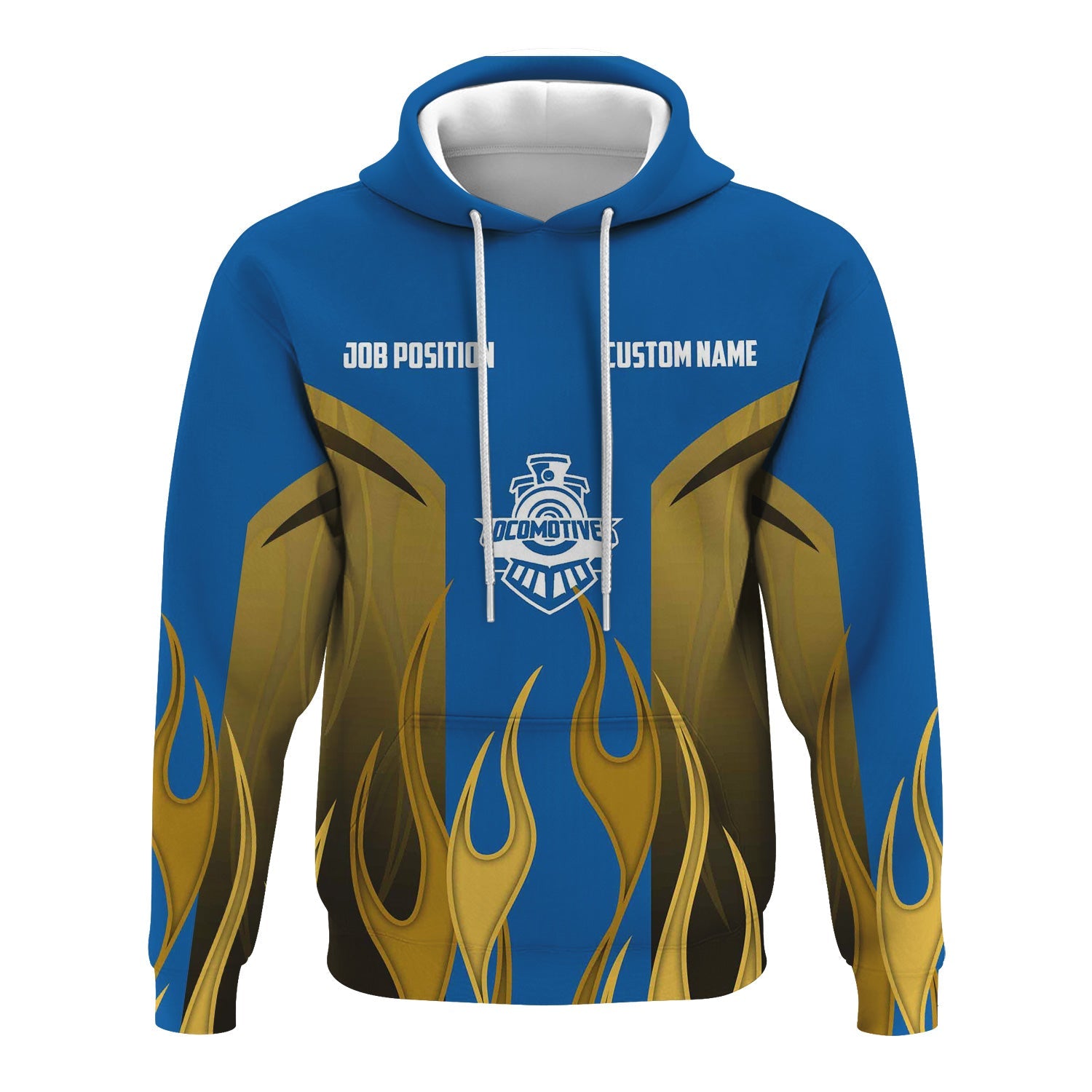 Railspirit Custom Name and Job Title Union Pacific Railroad Hoodie Flame Graphic Big Boy Train Zip Up Hoodie
