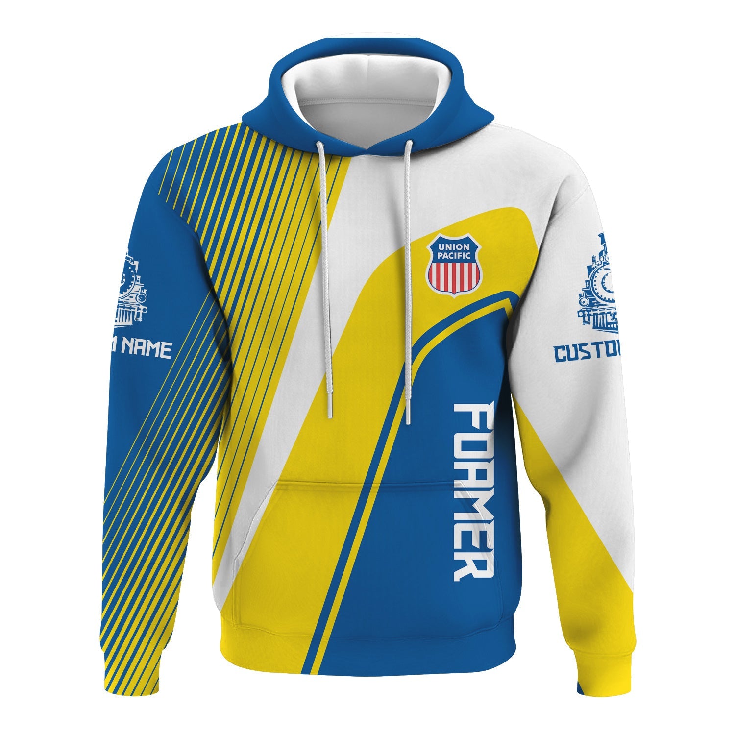 Railspirit Personalized Union Pacific Railroad Hoodie Vibrant Striking Style Big Boy Zip Up Hoodie For Rail Enthusiasts