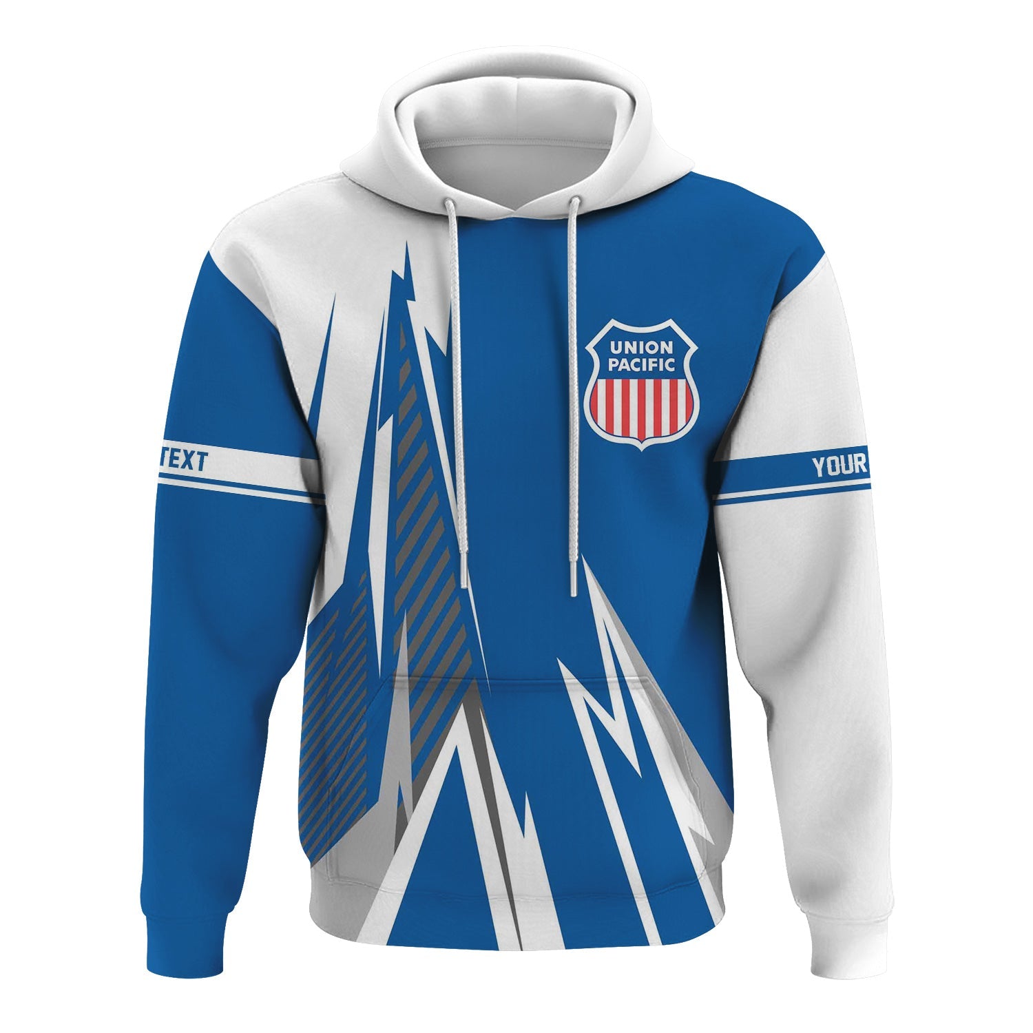 Railspirit Personalized Union Pacific Railroad Hoodie Lightning-Inspired Railway Style Big Boy Zip Up Hoodie For Train Lovers