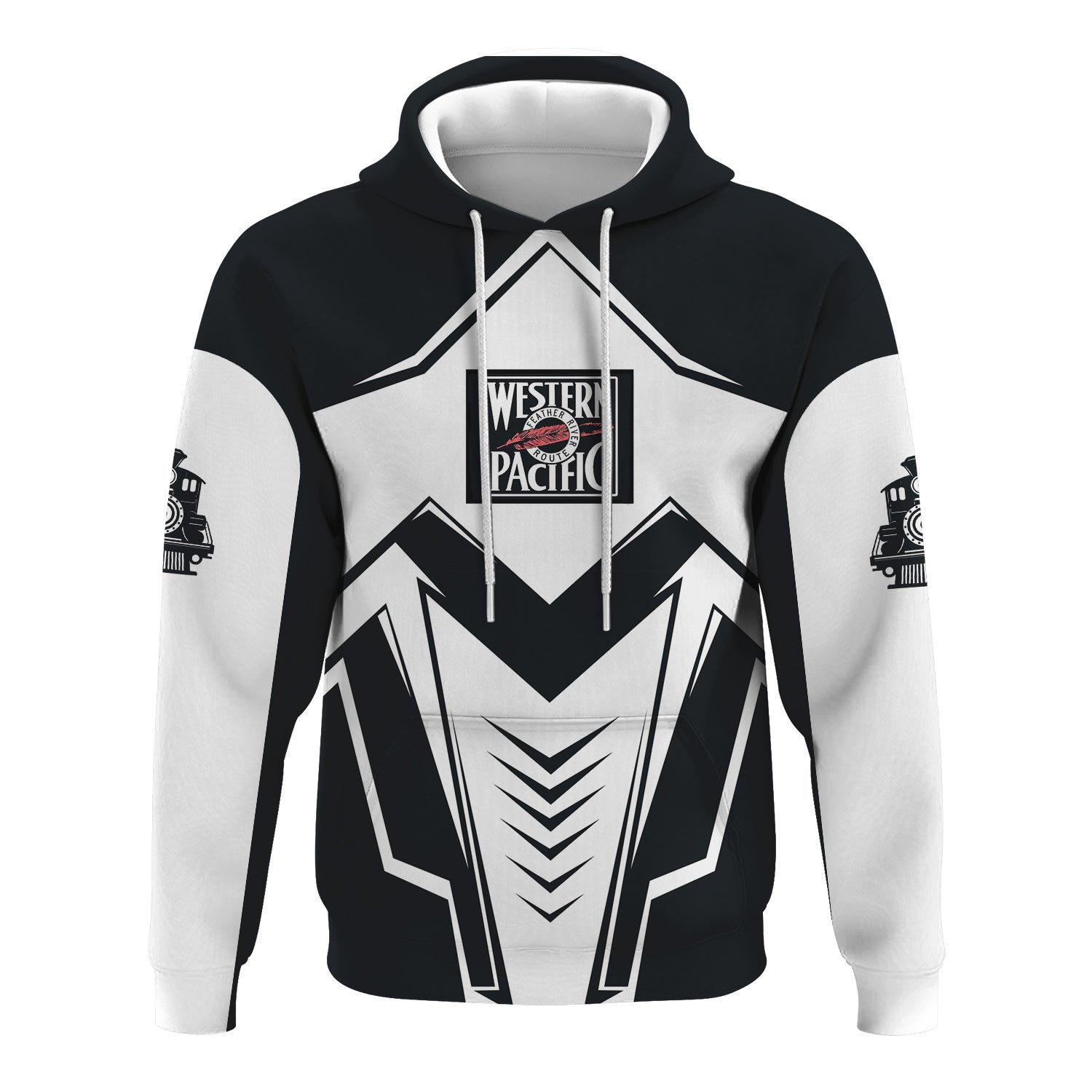 Railspirit Personalized Western Pacific Railroad Hoodie Railway Trainspotter Style Zip Up Hoodie Gift Idea For Foamers