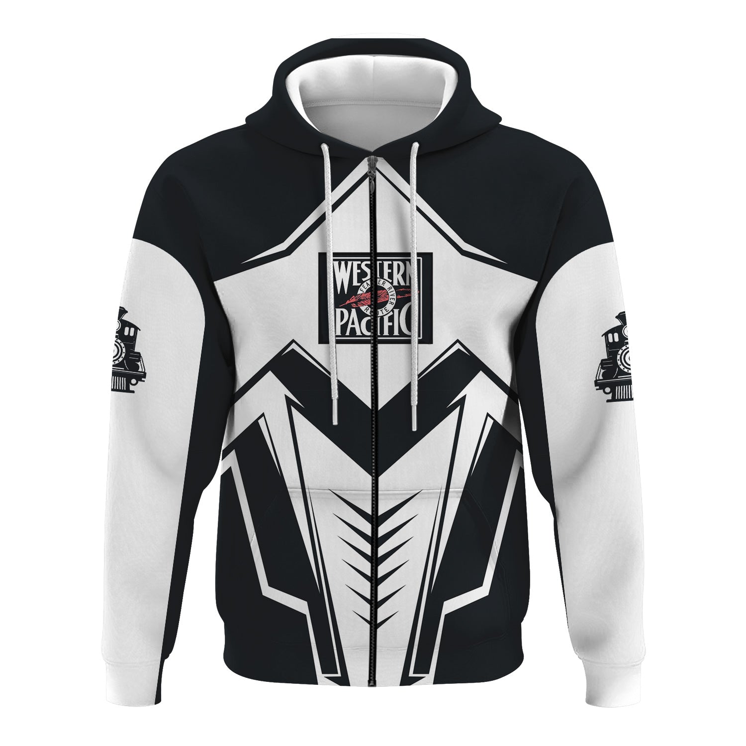 Railspirit Personalized Western Pacific Railroad Hoodie Railway Trainspotter Style Zip Up Hoodie Gift Idea For Foamers