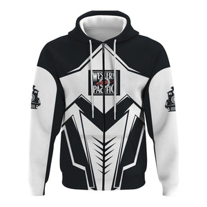 Railspirit Personalized Western Pacific Railroad Hoodie Railway Trainspotter Style Zip Up Hoodie Gift Idea For Foamers