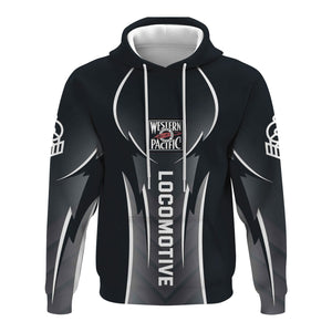 Railspirit Personalized Western Pacific Railroad Hoodie Striking Line Style Train Zip Up Hoodie For Locomotive Lovers