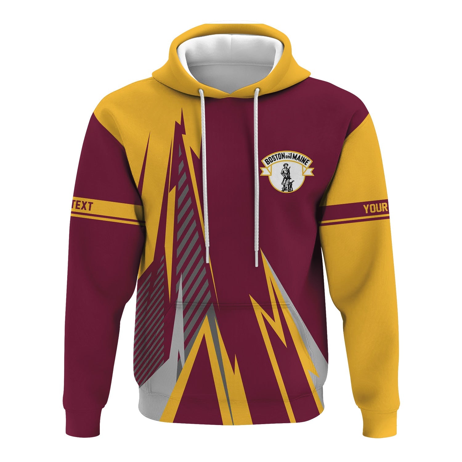 Railspirit Personalized Boston and Maine Railroad Hoodie Lightning-Inspired Railway Style Zip Up Hoodie For Train Lovers