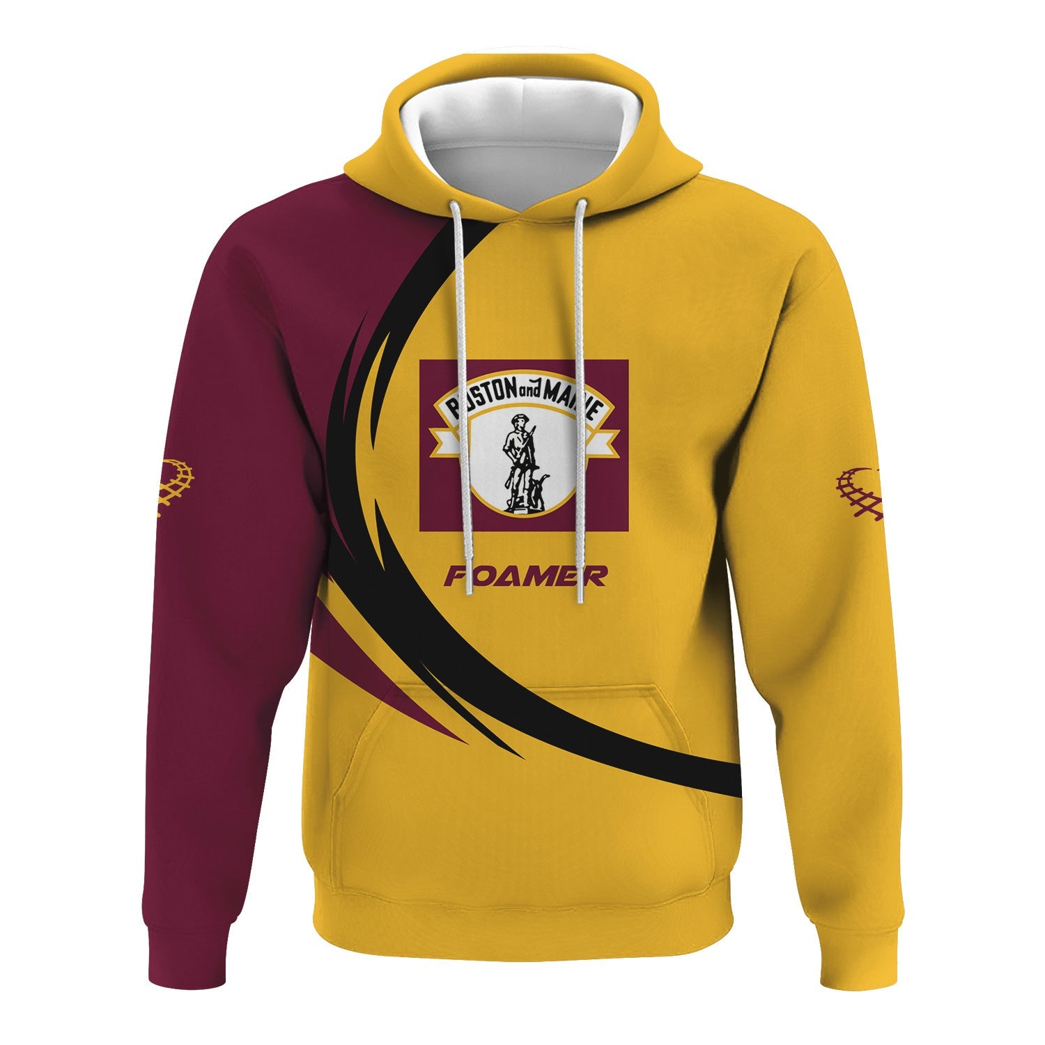 Railspirit Personalized Boston and Maine Railroad Hoodie Unique Graphic Style Zip Up Hoodie For Train Enthusiasts