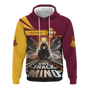 Railspirit Personalized Boston and Maine Railroad Hoodie One Track Mind Train Printed ZIp Up Hoodie